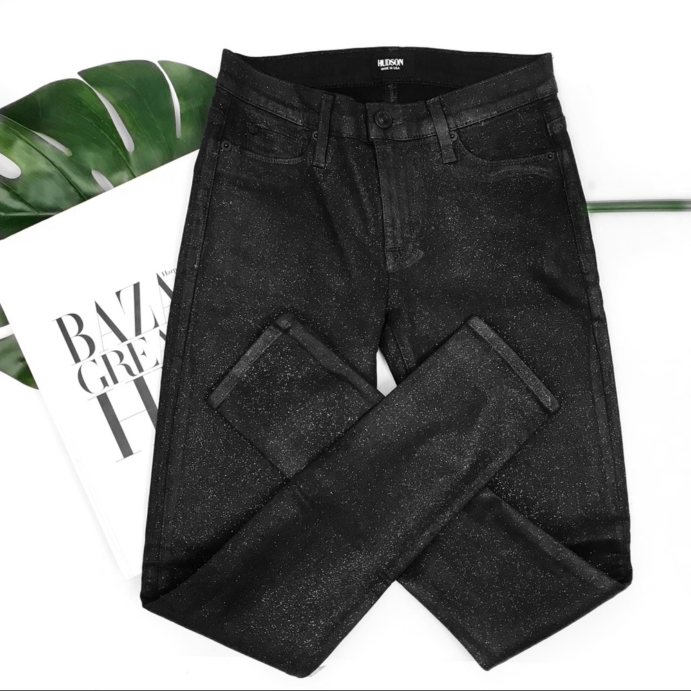 Hudson glitter skinny jeans in black - Picture 3 of 5